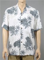 Two Palms Pineapple Map White Rayon Men's Hawaiian Shirt