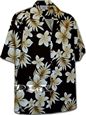 Pacific Legend Tropical Flowers Black Cotton Men&#39;s Hawaiian Shirt