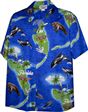 Pacific Legend Florida Blue Cotton Men&#39;s Hawaiian Shirt