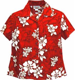 Pacific Legend レディース フィットアロハシャツ [ホワイト