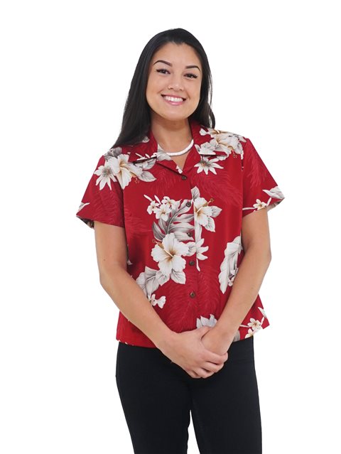 red fitted shirt women's