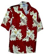 Pacific Legend Hibiscus Red Cotton Women's Hawaiian Shirt