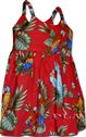 Pacific Legend Parrot Red Cotton Toddlers Hawaiian Bungee Dress