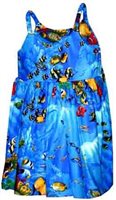 Pacific Legend Tropical Fish Blue Cotton Toddlers Hawaiian Bungee Dress
