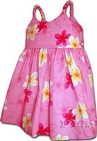 Pacific Legend Plumeria Pink Cotton Toddlers Hawaiian Bungee Dress