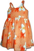 Pacific Legend Plumeria Orange Cotton Toddlers Hawaiian Bungee Dress
