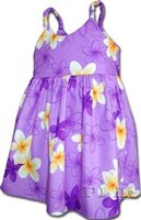 Pacific Legend Plumeria Lavender Cotton Toddlers Hawaiian Bungee Dress