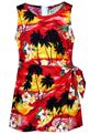 Pacific Legend Sunset Red Cotton Toddler Girls Hawaiian Sarong Dress