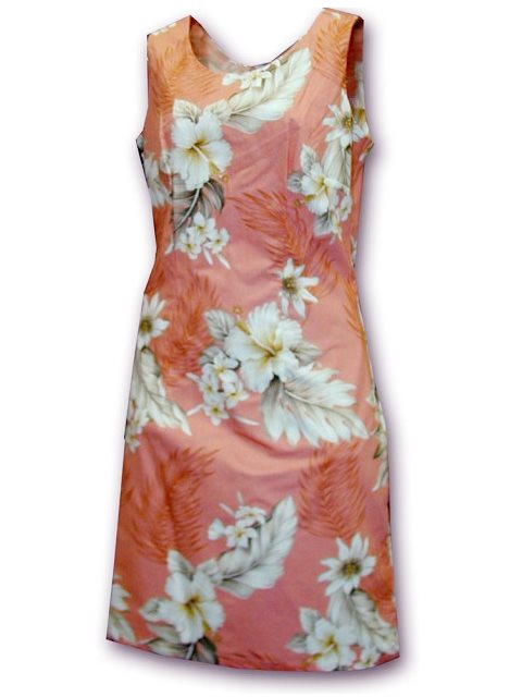 Pacific Legend Hibiscus Peach Cotton Hawaiian Tank Short Dress ...
