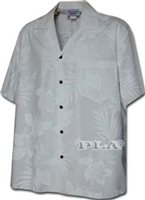 Pacific Legend White on White Cotton Boys Junior Hawaiian Shirt