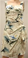 Paradise Found Bamboo Paradise Cream Rayon Hawaiian Sarong Short Dress