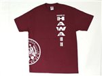 State of Hawaii Burgundy Cotton Men's Hawaiian T-Shirt