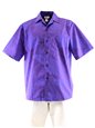 Monstera Purple Poly Cotton Men&#39;s Open Collar Hawaiian Shirt