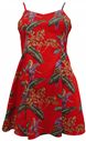Paradise Found Jungle Bird Red Rayon Hawaiian Slip Short Dress