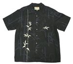 Paradise Found Embroidered Bamboo Black Rayon Men's Hawaiian Shirt
