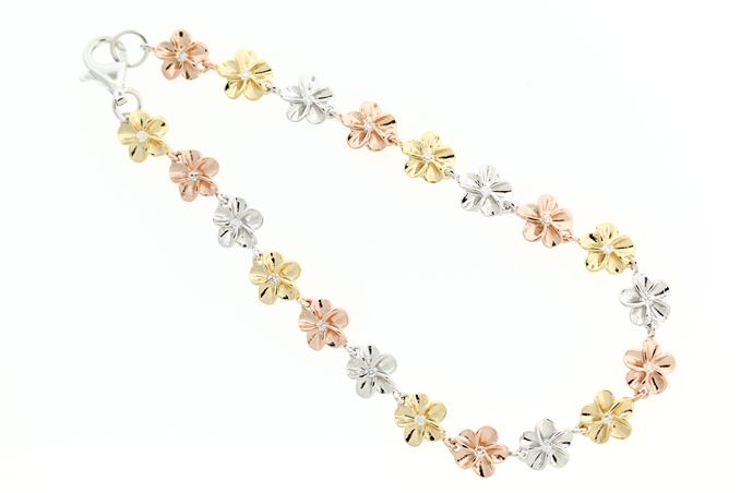 Tri-Color Gold Flower Bracelet