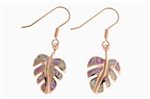 Paradise Collection Sterling Silver Rose Gold Coated Pink Pink Opal Monstera Earrings