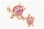 Paradise Collection Sterling Silver Rose Gold Coated Pink Opal Honu Pendant