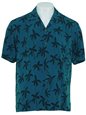 Two Palms Palm Tree Blue Rayon Men&#39;s Hawaiian Shirt