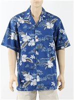 Winnie Fashion Orchid Blue Cotton Men's Hawaiian Shirt