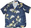 Paradise Found Bamboo Paradise Navy Rayon Women&#39;s Hawaiian Shirt