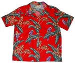 Paradise Found Jungle Bird Red Rayon Women's Hawaiian Shirt