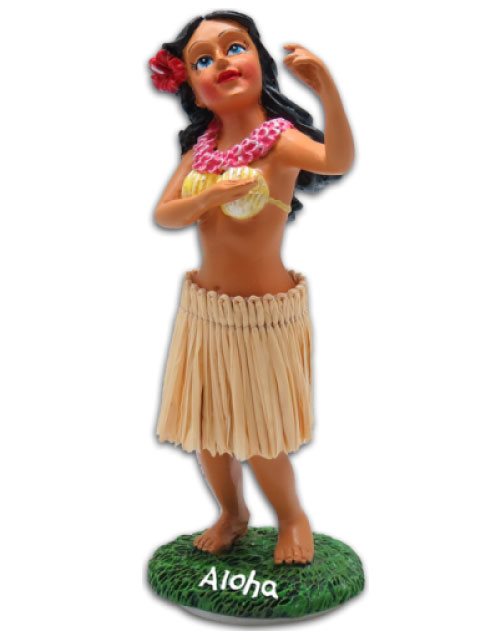 Miniature Hawaiian Hawaii Aloha Dashboard Hula Girl with Ukulele Doll 4" 