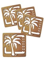 KC Hawaii Hawaiian Laser Cut Wooden Coaster Set [Palm Tree (A)]