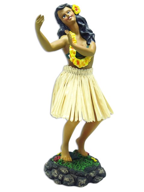 HAWAIIAN HULA DASHBOARD DOLL NATURAL SKIRT ~ 7 INCH NEW ~ LEILANI POSING 