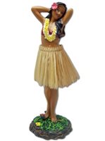 Flower Placing Pose/Natural Skirt Leilani Dashboard Hula Doll