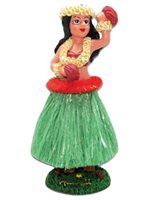 Assorted Colored Skirt Hula Girl w/ Flower Dashboard Hula Doll