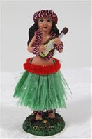 KC Hawaii Hula Girl w/ Ukulele Assorted Colored Skirt  Dashboard Hula Doll