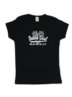 Beach Girl Black Cotton Women's Hawaiian T-Shirt
