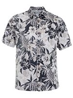 Two Palms Pineapple Garden Black Cotton Men's Reverse Printing Hawaiian Shirt
