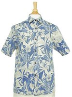 Two Palms Pineapple Garden Navy Cotton Men's Reverse Printing Hawaiian Shirt