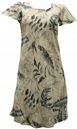 Paradise Found Heliconia Sketch Cream Rayon Hawaiian A-Line with sleeves Short Dress