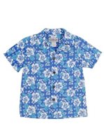 Hibiscus Blue Boy's Hawaiian Shirt