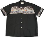 Paradise Found Desert Riders Black Rayon Men's Hawaiian Shirt