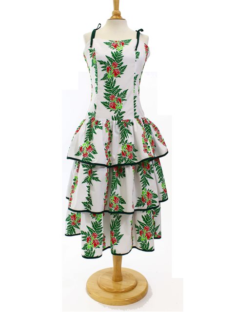 red and white hawaiian dress