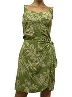 Paradise Found Tiare Sage Rayon Hawaiian Sarong Short Dress