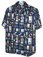 Pacific Legend Ocean Navy Cotton Men&#39;s Hawaiian Shirt