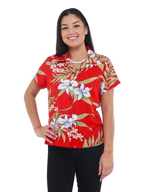 womens red hawaiian shirt