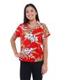 Two Palms Pali Orchid Red Rayon Women&#39;s Hawaiian Shirt