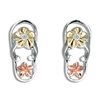 Paradise Collection Sterling Silver, Yellow Gold with Rose Gold Tri-Color CZ Slipper Pierced Earrings