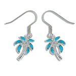 Paradise Collection Sterling Silver Turquoise Palm Tree Pierced Earrings