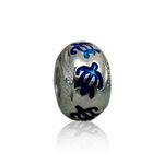Paradise Collection Sterling Silver with Blue Enamel Maile Hawaii Beads HONU Ring Pendant