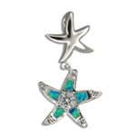 Paradise Collection Sterling Silver Blue Opal Double Starfish Pendant