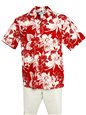 Two Palms Orchid Monstera Red Cotton Men&#39;s Hawaiian Shirt