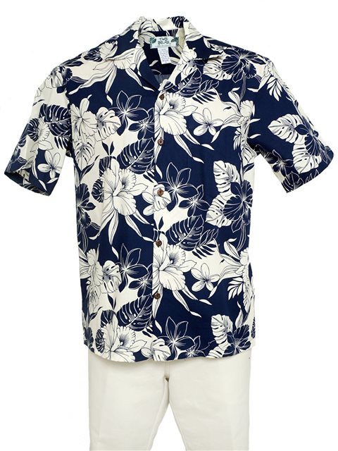 TWOPALMS アロハ　新品　シャツ Two Palms メンズ アロハシャツ [オーキッドモンステラ/ネイビー