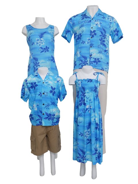 Two Palms Moonlight Scenic Blue Rayon Men's Hawaiian Shirt | AlohaOutlet